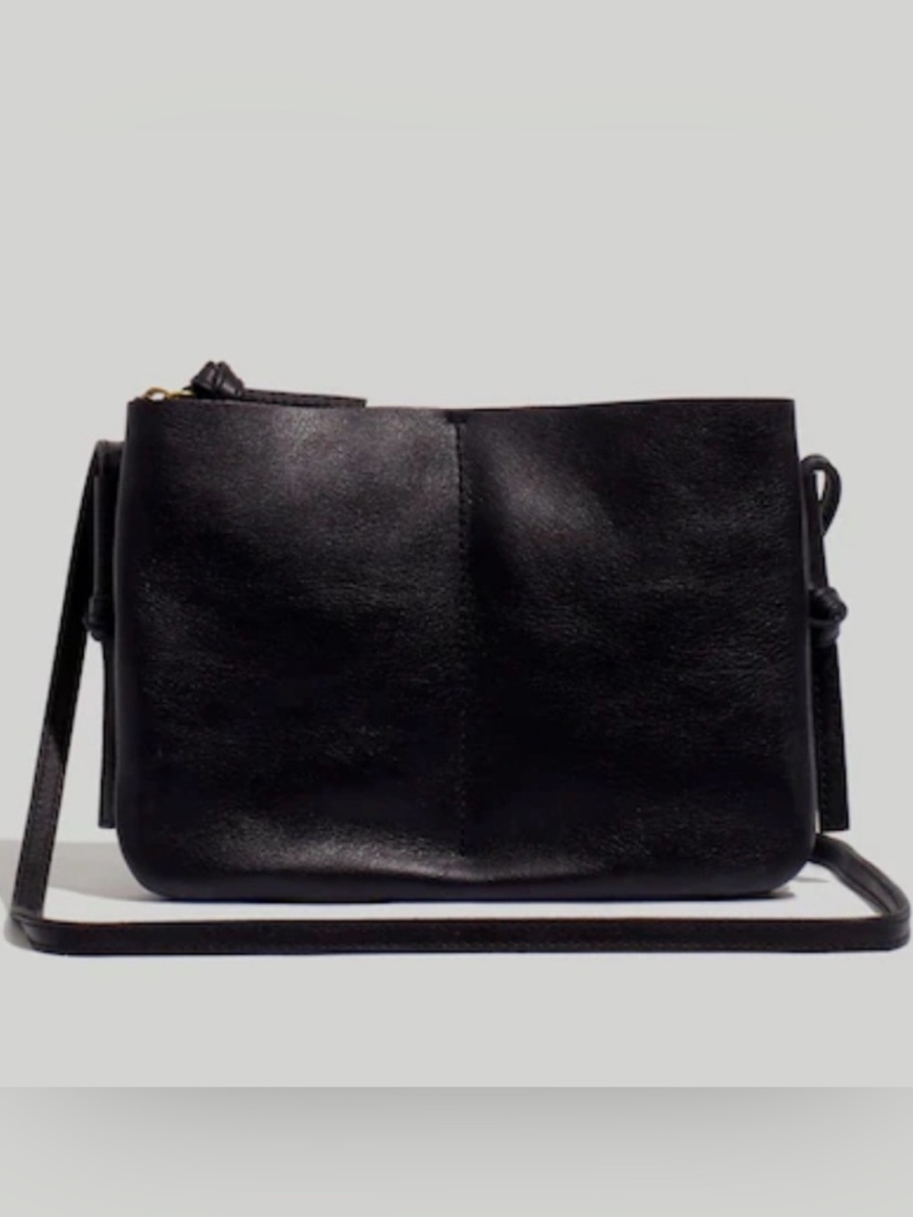 Made well Classic Black Leather Crossbody Bag - Minimalist Women's Shoulder Bag
